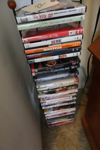 TWO RACKS APPROX 50 DVDS