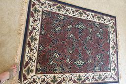 FOUR RUGS INCLUDING 5 X 4 PERSIAN TYPE AND PRAYER RUG AND TWO THROW RUGS