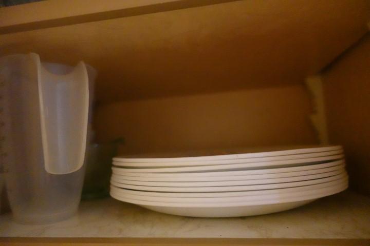 CONTENTS OF THREE CABINETS BOWLS DISHES STORAGE CONTAINERS ETC