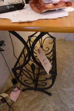 WROUGHT IRON END TABLE BOOK RACK