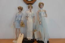 3 FRANKLIN MINT PRINCESS DIANA DOLLS