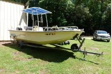 2001 CAROLINA SKIFF 198 V SERIES CENTER CONSOLE ALUM BIMNI TOP 90 HP MERCUR