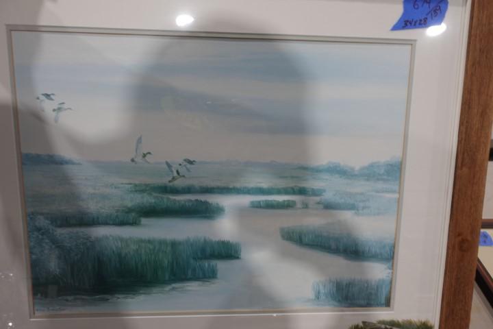 MYRNA MCGRATH 187/200 SUMMERS COVE REMARK WATERFOWL SCENE FRAMED UNDER GLAS
