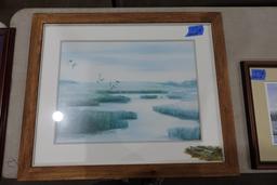 MYRNA MCGRATH 187/200 SUMMERS COVE REMARK WATERFOWL SCENE FRAMED UNDER GLAS