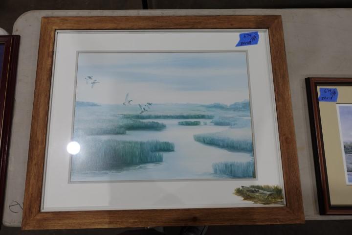 MYRNA MCGRATH 187/200 SUMMERS COVE REMARK WATERFOWL SCENE FRAMED UNDER GLAS