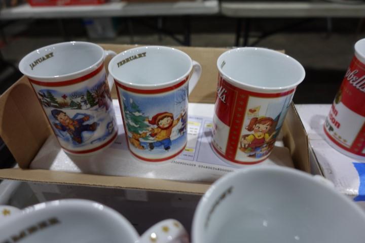 12 CAMPBELL COFFEE MUGS WITH BOXES MONTH CUPS