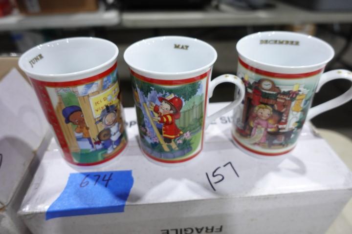 12 CAMPBELL COFFEE MUGS WITH BOXES MONTH CUPS