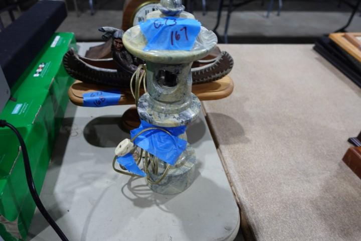 SOAP STONE TABLE LAMP APPROX 13 INCH TALL