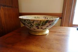 HAND PAINTED BOWL BY CFH APPROX 11 INCH