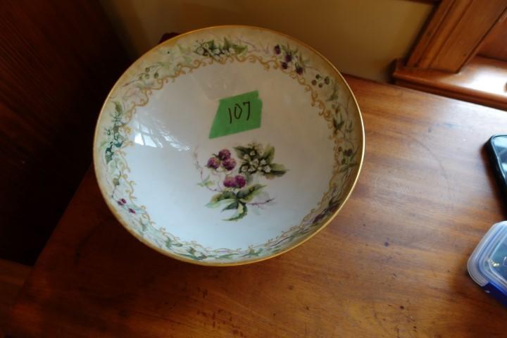 HAND PAINTED BOWL BY CFH APPROX 11 INCH