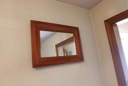 ANTIQUE MIRROR IN PINE FRAME APPROX 24 INCH X 18 INCH