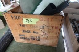 WOODEN COOKED HAM CRATE WITH BIRD HOUSE TAPE MEASURES AND MORE
