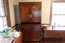 ANTIQUE PRIMITIVE KITCHEN CABINET STEPBACK STYLE 77 INCH TALL X 40 INCH X 1