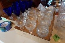 BOX LOT CRYSTAL CHAMPAGNE GLASSES AND MORE DIAMOND PATTERN