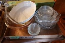 BOX LOT PINK DEPRESSION SERVING BOWL PRESSED GLASS SERVING BOWL DIPPING BOW