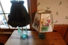 TWO ANTIQUE MASON JAR LAMPS BALL AND ATLAS