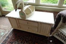 CEDAR BLANKET CHEST WITH SWAN MAGAZINE RACK