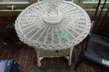 ANTIQUE ROUND WICKER TABLE 28 INCH ACROSS
