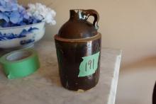 ANTIQUE SALT GLAZE WHISKEY JUG 1 QT BROWN