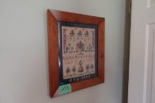 FRAMED UNDER GLASS DATED 1958 SAMPLER