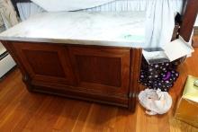MARBLE TOP 2 DOOR CHEST 31 X 16 X 18 INCH TALL