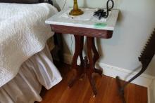 ANTIQUE MARBLE TOP NIGHT STAND 18 X 13