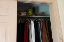 CLOSET LOT INCLUDING VINTAGE LADY CLOTHING SEWING BOXES BOOKS PHOTO ALBUMS