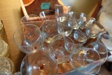 BOX OF PINK STEM WINE GLASSES APPROX 14