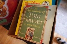 BOX OF BOOKS INCLUDING MICKEY MOUSE WALT DISNEY TOM SAWYER AND CHILDRENS BO