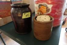 2 ANTIQUE SALT GLAZE CROCKS 9 AND 6 INCH