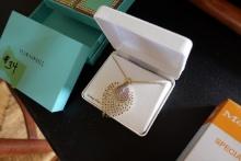 NEW IN BOX TIFFANY AND CO PLAYING CARDS STERLING SILVER PEACOCK NECKLACE