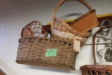 LOT OF BASKETS APPROXIMATELY 8 AND SHELF OF HARDWARE