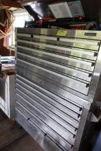 STAINLESS STEEL STEELTECH 2 STAGE TOOL BOX WITH 15 DRAWERS AND LIFT TOP APP