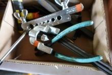 BOX WITH ALLEN WRENCHES CUTTERS ETC