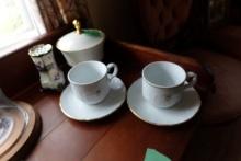 TABLE LOT INCLUDING NIPPON HAT PIN HOLDER PAIR OF SCHONWALD GERMANY COFFEE