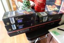 NEW IN BOX LONGCHAMP CRYSTAL GLASSWARE INCLUDING 8 WATER GLASSES AND 4 ROCK