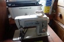 SINGER SEWING MACHINE IN WORK TABLE AND COOKER