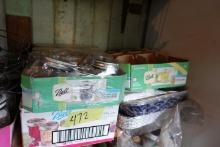 SHELF LOT AND FLOOR LOT BALL MASON JARS MISC SIZES APPROX 12 CASES