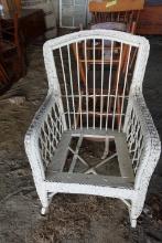 LOT OF CHAIRS ANTIQUE ROCKERS SIDE CHAIR RATTAN AND BASKET WEAVE CHAIRS