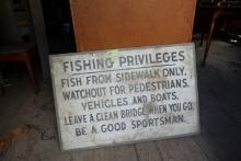 BRIDGE FISHING SIGN HAND PAINTED 36 X 24