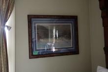 FRAMED UNDER GLASS G HARVEY PRINT 1976 TITLED WINTERS EVE APPROX 32 X 25