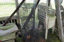 SECOND SECTION OF CORN CRIB INCLUDING WROUGHT IRON PATIO FURNITURE CRAB POT