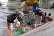 SERVING TRAY WITH SMALL COLLECTIBLES HAIR RECEIVER MINI TEA SET SMALL CANDY