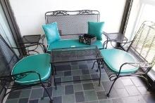 6 PC WROUGHT IRON PATIO SET SATTEE 2 ARMCHAIRS 3 TABLES