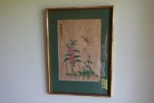 2 FRAMED UNDERGLASS CHINESE WATER COLORS SIGNED 23 X 17
