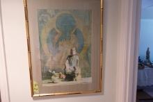 BUDDHA PRINT FRAMED UNDERGLASS 29 X 22