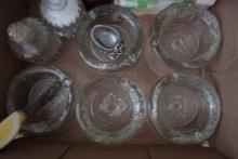 BOX GLASS ASHTRAYS SALT AND PEPPERS COASTERS AND NAPKINS