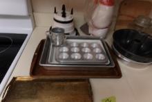 COUNTER TOP LOT MUFFIN TINS CANISTERS COOKIE SHEETS AND MORE