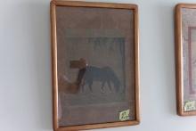 CHINESE LITHO OF HORSE FRAMED UNDERGLASS 19 X 13