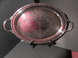 Oval Silver Plate 2-Handle Tray--"Camille" by
